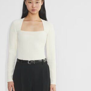 Babaton Grid Longsleeve Tight knit squareneck top Sz M